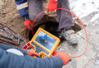 cctv sewer camera inspection in progress